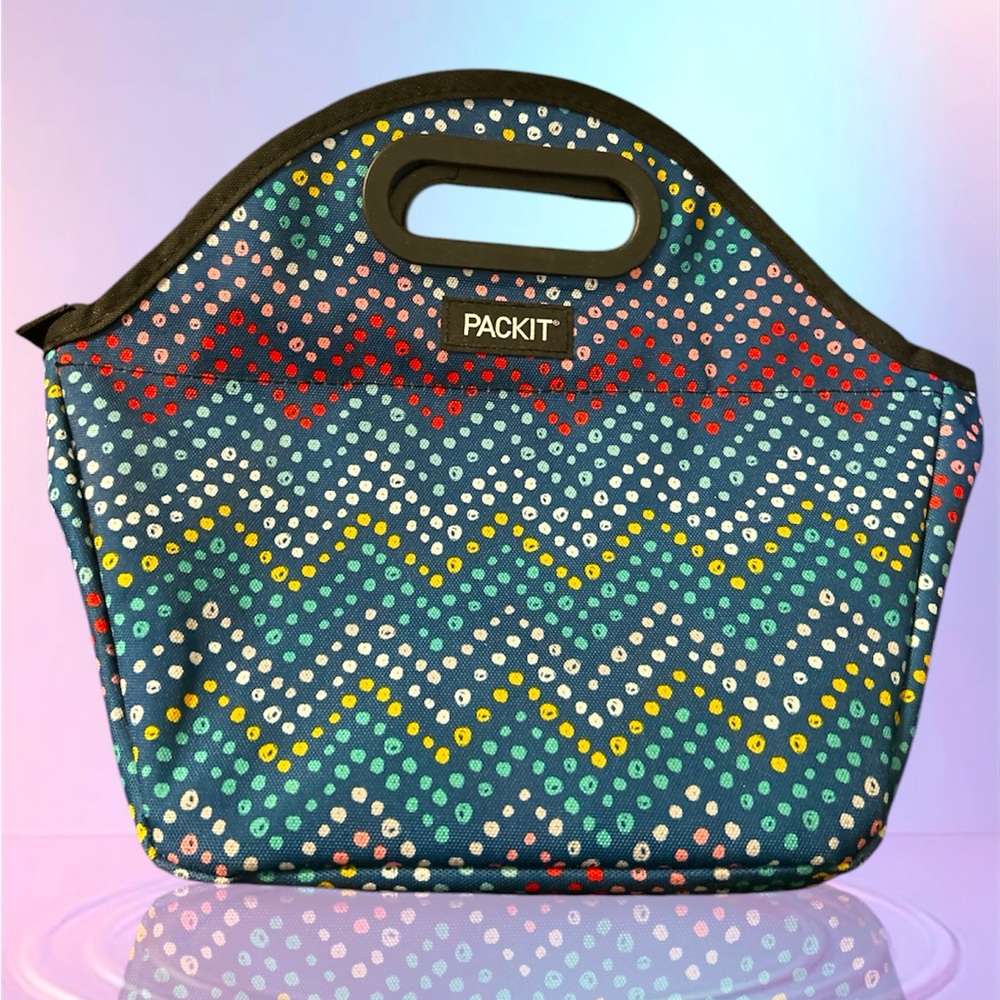 Packit Lunch Bag Multicolored  Cooler Work Insulated , w/ large Side Pocket 12X5